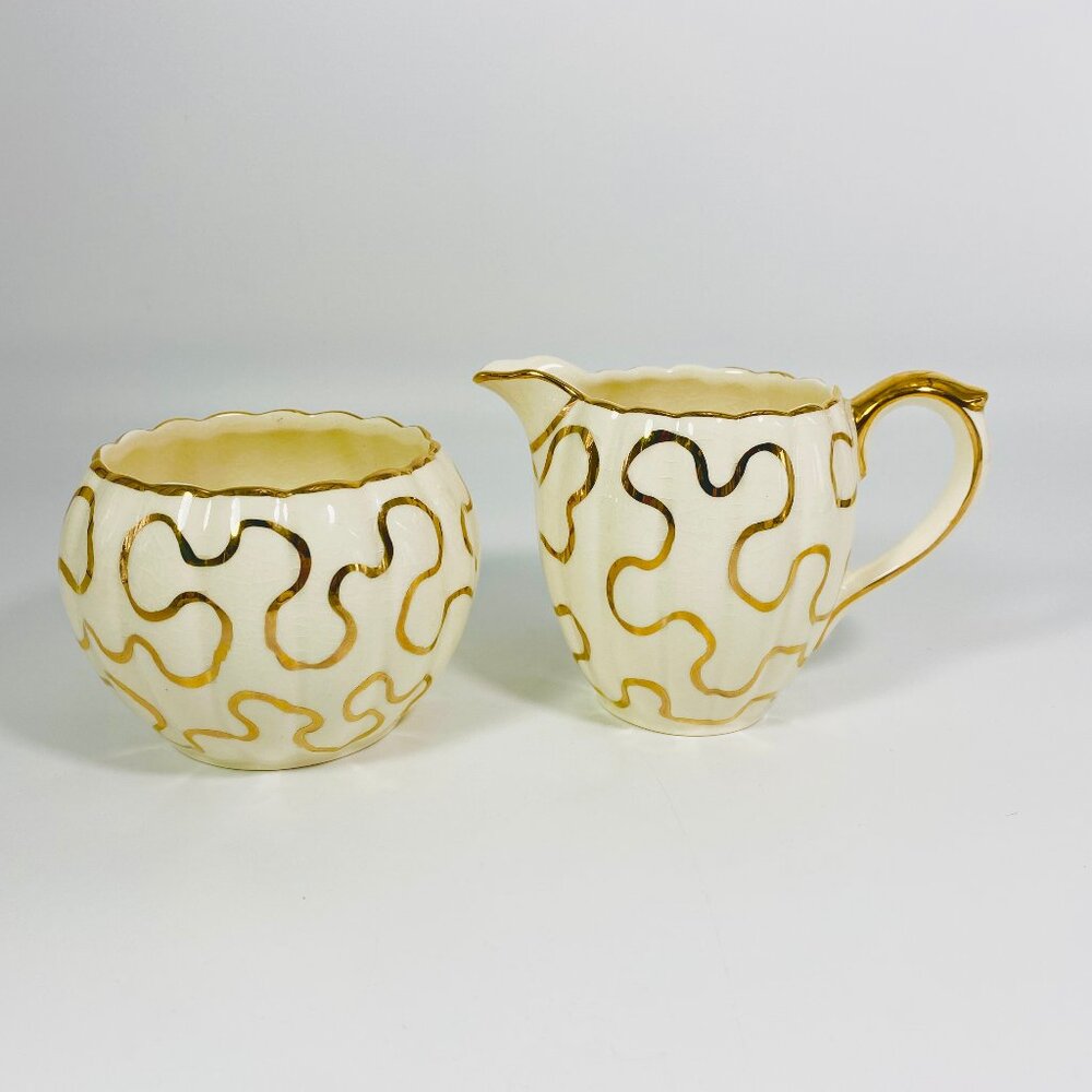 RARE !!  Gibsons Numbered Staffordshire England  Creamer Open Sugar Bowl Set